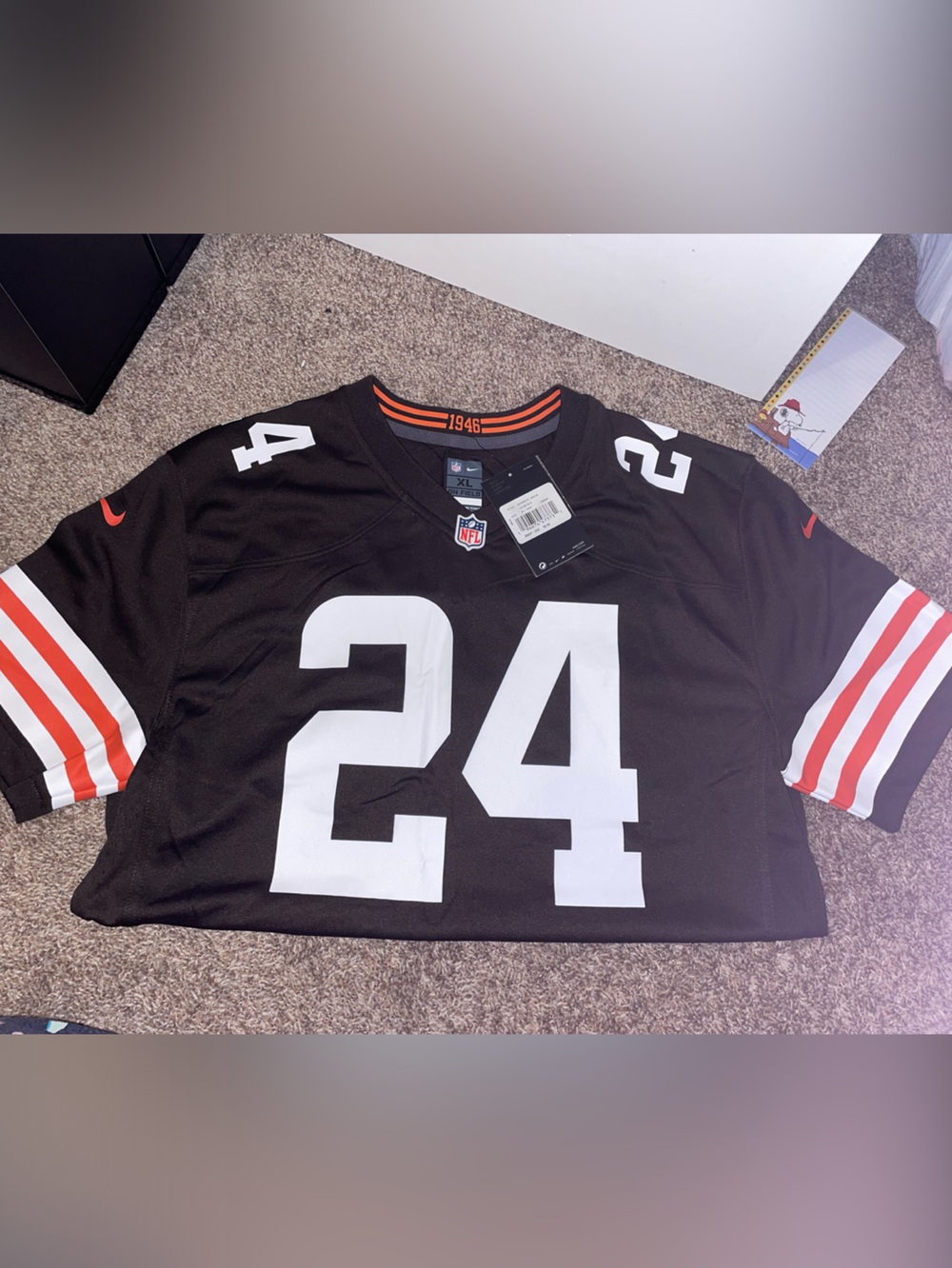 Chubb Browns Football Jersey with Orange Accents